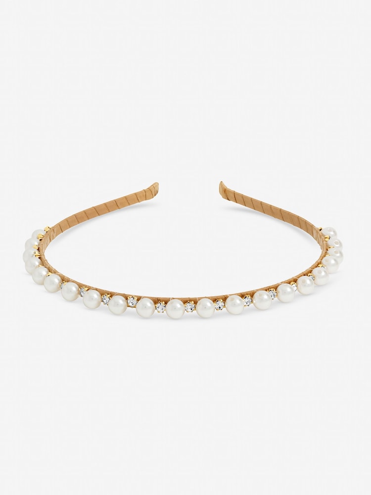 Jon Richard Gold Pearl and Crystal Headband - Image 1 of 2