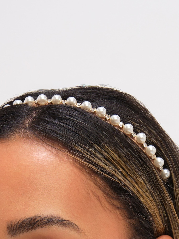 Jon Richard Gold Pearl and Crystal Headband - Image 2 of 2