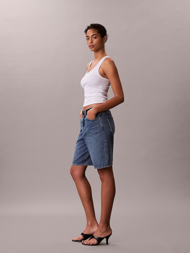 Calvin Klein Blue Denim Bermuda Shorts - Image 4 of 4