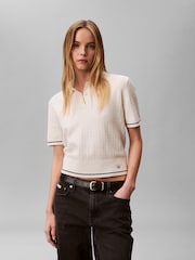 Calvin Klein Zopfmuster-Kurzarm-Pullover - Bild 1 von 5