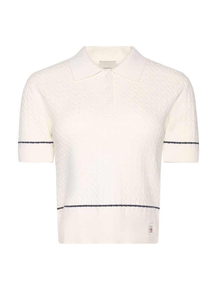 Calvin Klein Zopfmuster-Kurzarm-Pullover - Bild 5 von 5