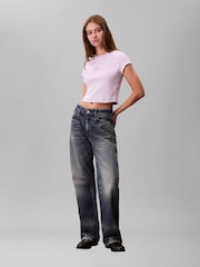 Calvin Klein Purple Woven Label T-Shirt - Image 1 of 5