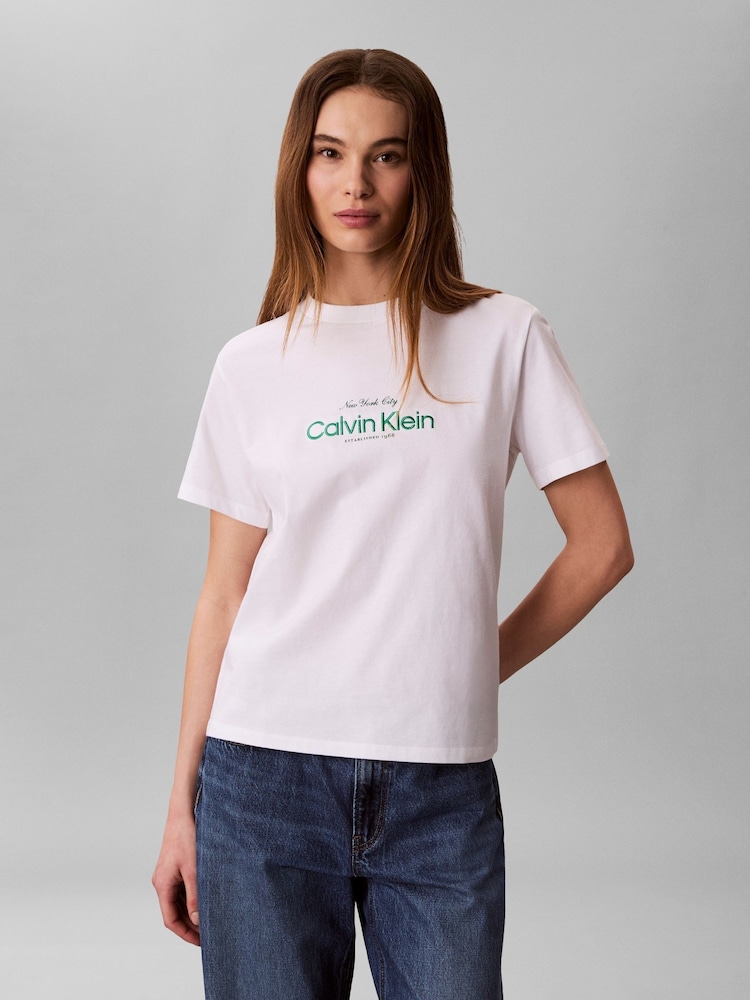 Calvin Klein White Classic Logo T-Shirt - Image 1 of 4