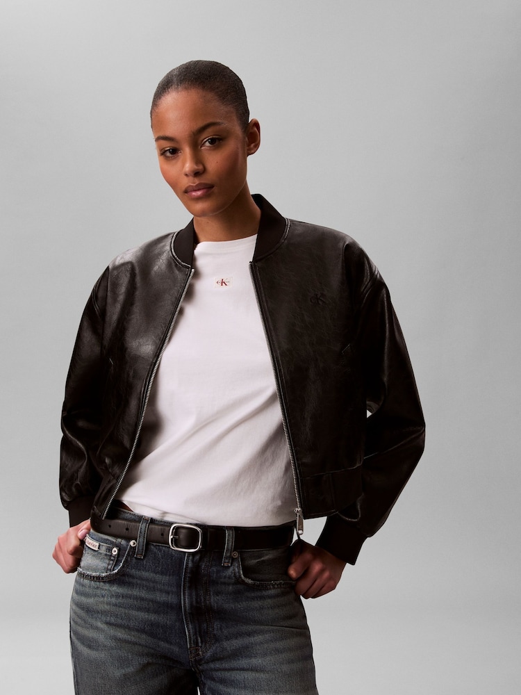 Calvin Klein White Woven Label T-Shirt - Image 4 of 4