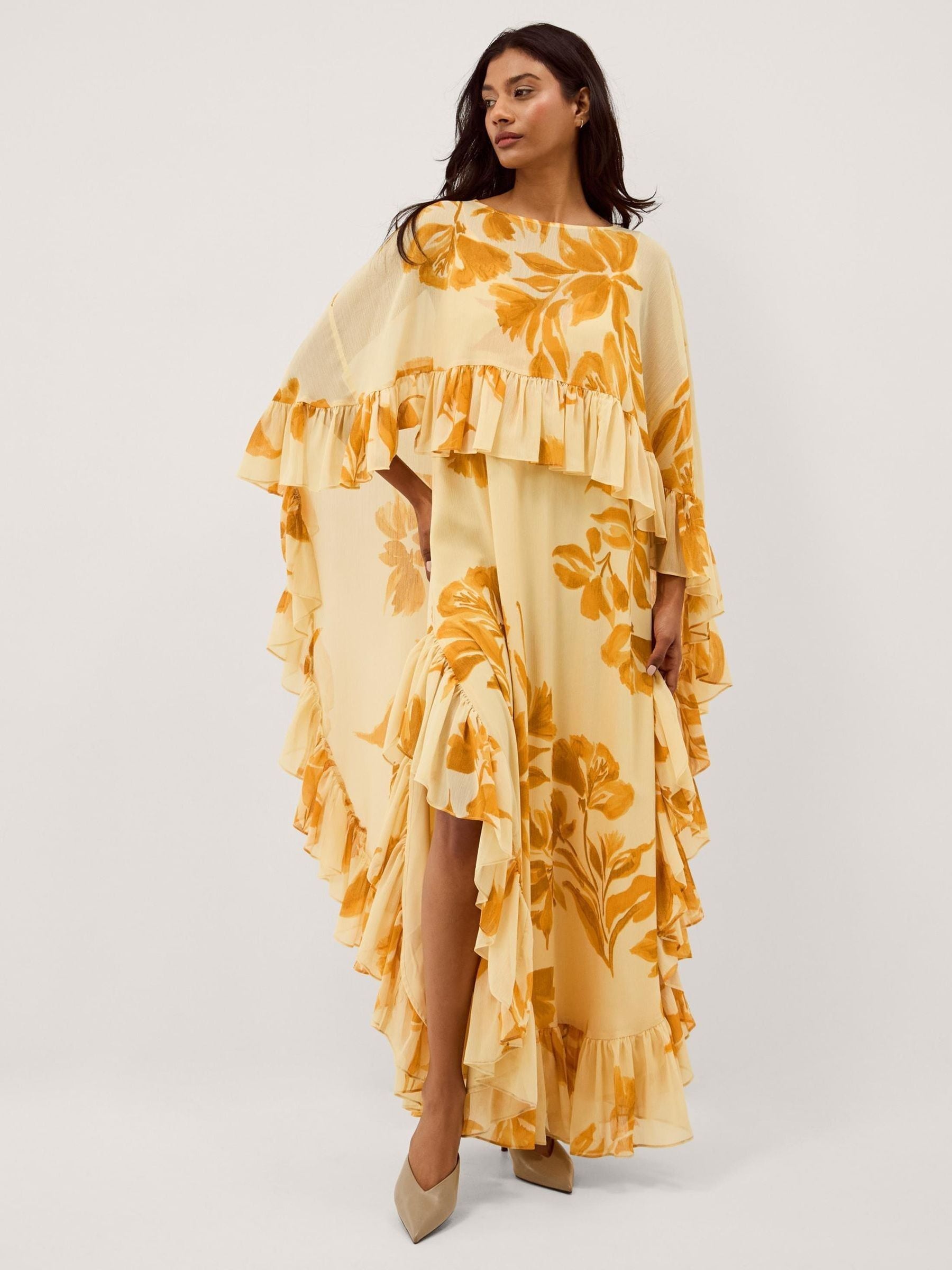 jessica ruffle chiffon maxi dress - butter yellow reviews Farm Rio Ruffle Maxi Dress