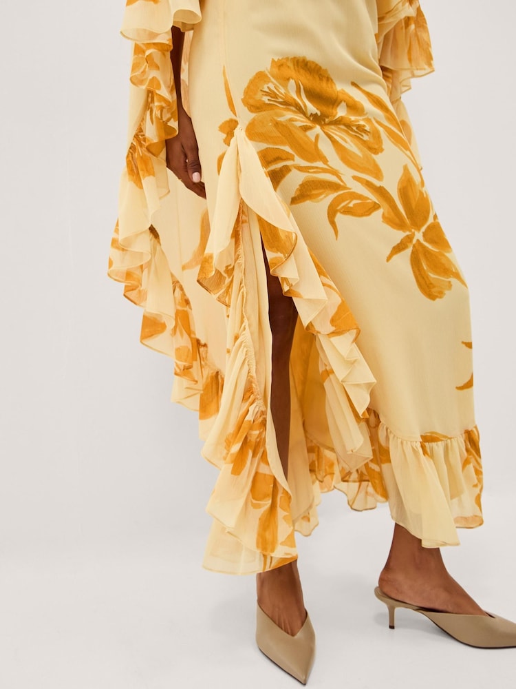Buy Monsoon Cream Joanna Ruffle Cape Chiffon Maxi Dress from Next USA