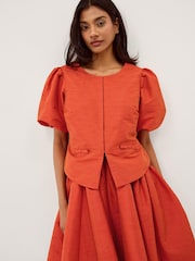 Monsoon Orange Mila Puff Sleeve Bow Jacket - Image 1 of 5