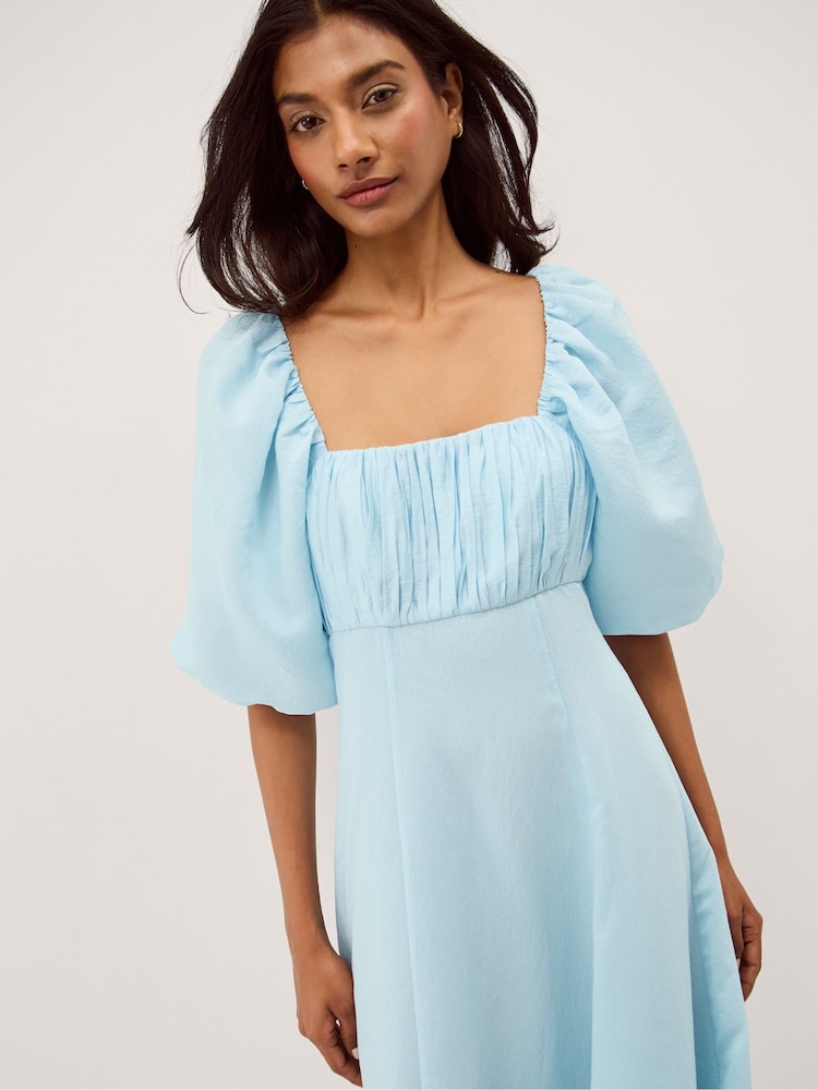 Buy Monsoon Light Blue Payton Square Neck Short Puff Sleeve Midi Dress from Next USA Buy Monsoon Light Blue Payton Square Neck Short Puff Sleeve Midi Dress from Next USA