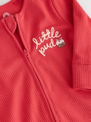 Red Little Pud Two Way Zip Baby Christmas Sleepsuit (0mths-3yrs) - Image 6 of 7