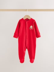 Red Baby Christmas Sleepsuits 3 Pack (0mths-2yrs) - Image 2 of 10