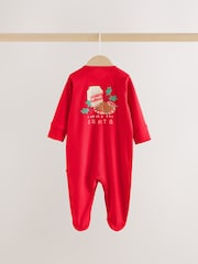 Red Baby Christmas Sleepsuits 3 Pack (0mths-2yrs) - Image 6 of 10