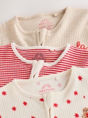 Red/White Christmas Two Way Zip Baby Sleepsuit 3 Pack (0mths-3yrs) - Image 7 of 9