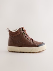 Chocolate Brown Wide Fit (G) Warm Lined Hi-Top Boots - Image 2 of 5