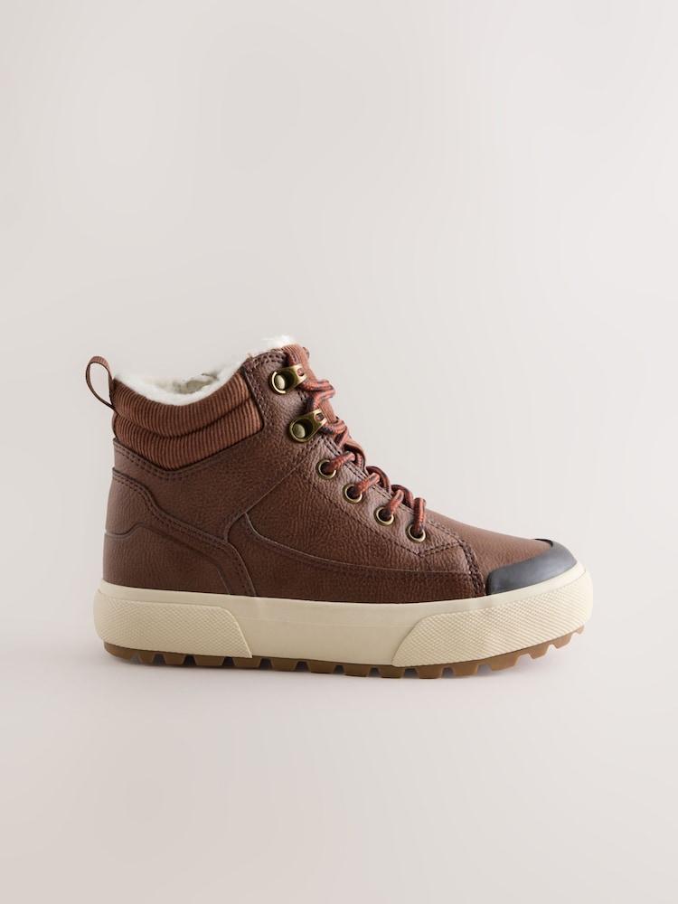 Chocolate Brown Wide Fit (G) Warm Lined Hi-Top Boots - Image 2 of 5