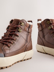 Chocolate Brown Wide Fit (G) Warm Lined Hi-Top Boots - Image 3 of 5