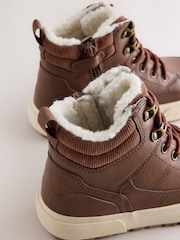 Chocolate Brown Wide Fit (G) Warm Lined Hi-Top Boots - Image 4 of 5