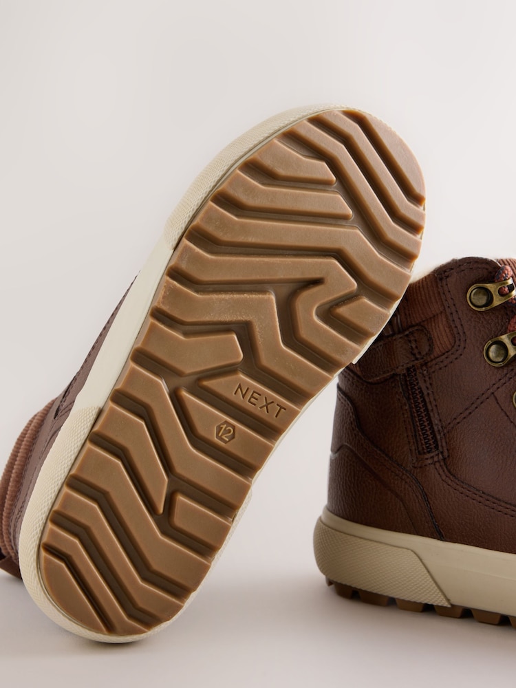 Chocolate Brown Wide Fit (G) Warm Lined Hi-Top Boots - Image 5 of 5