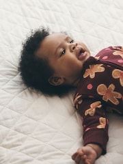 Burgundy Red Gingerbread Man Christmas Two Way Zip Sleepsuit (0mths-3yrs) - Image 3 of 9