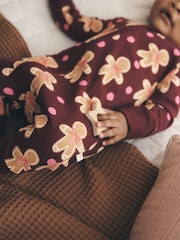 Burgundy Red Gingerbread Man Christmas Two Way Zip Sleepsuit (0mths-3yrs) - Image 4 of 9