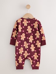 Burgundy Red Gingerbread Man Christmas Two Way Zip Sleepsuit (0mths-3yrs) - Image 6 of 9