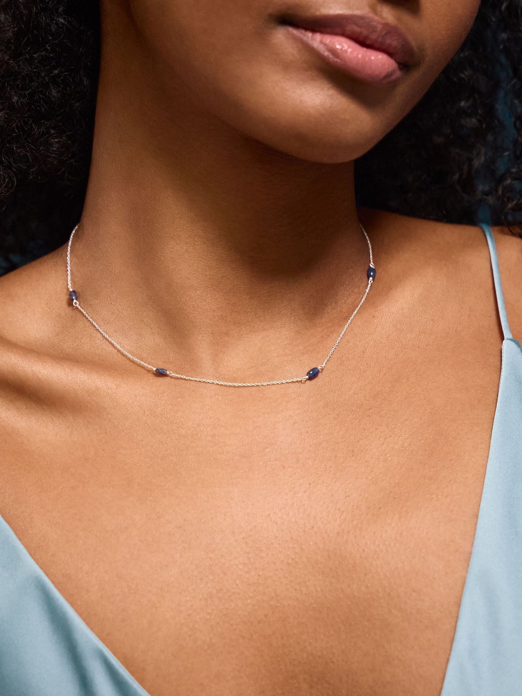 Buy Accessorize Sterling Silver Agate Station Necklace from the