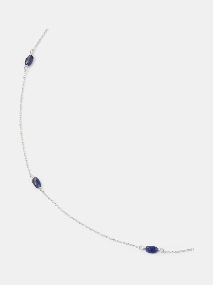 Accessorize Sterling Silver Agate Station Necklace - Image 2 of 2 Accessorize Sterling Silver Agate Station Necklace - Image 2 of 2