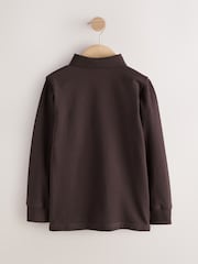 Grey/ Chocolate/ Navy - Uzunqol Polo Köynəklər 3 Paket (3-16il) - 7şəkildən 5 şəkil
