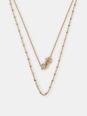 Accessorize Gold 14ct Plated Diamante Bead Layered Necklace - Image 1 of 2
