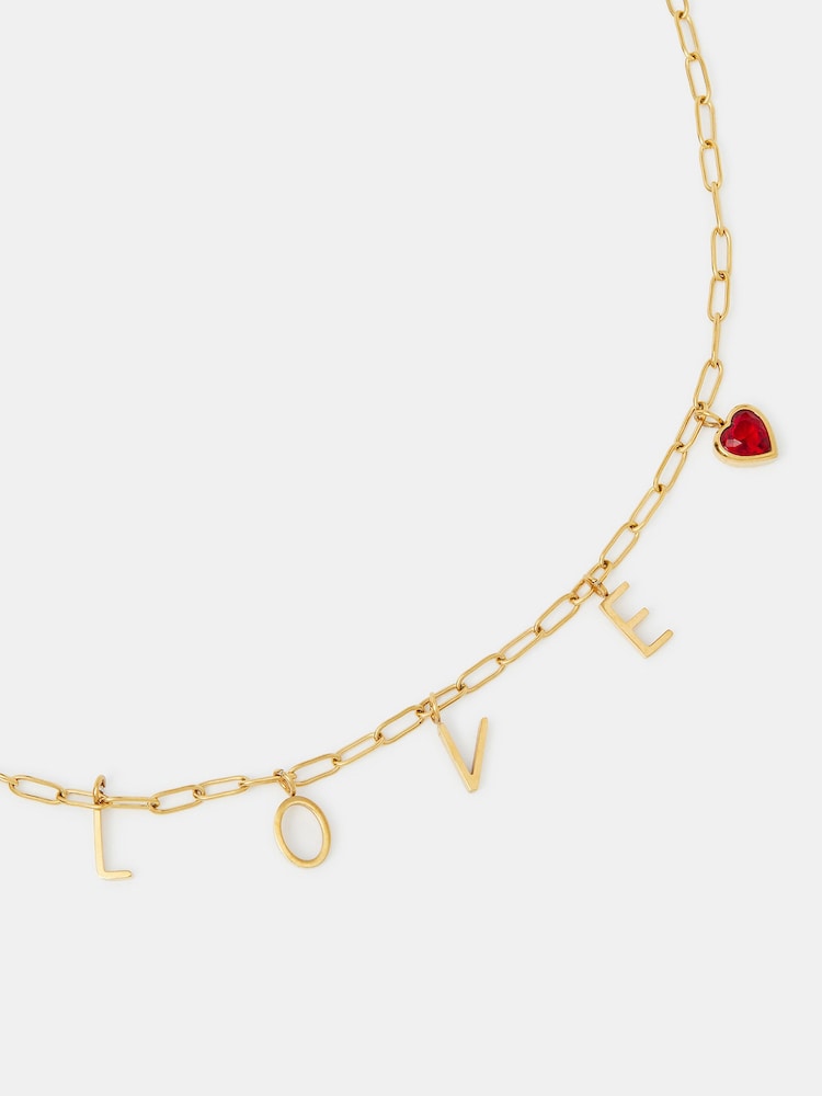 Accessorize Gold Tone Stainless Steel Love Charm Necklace - Image 1 of 1