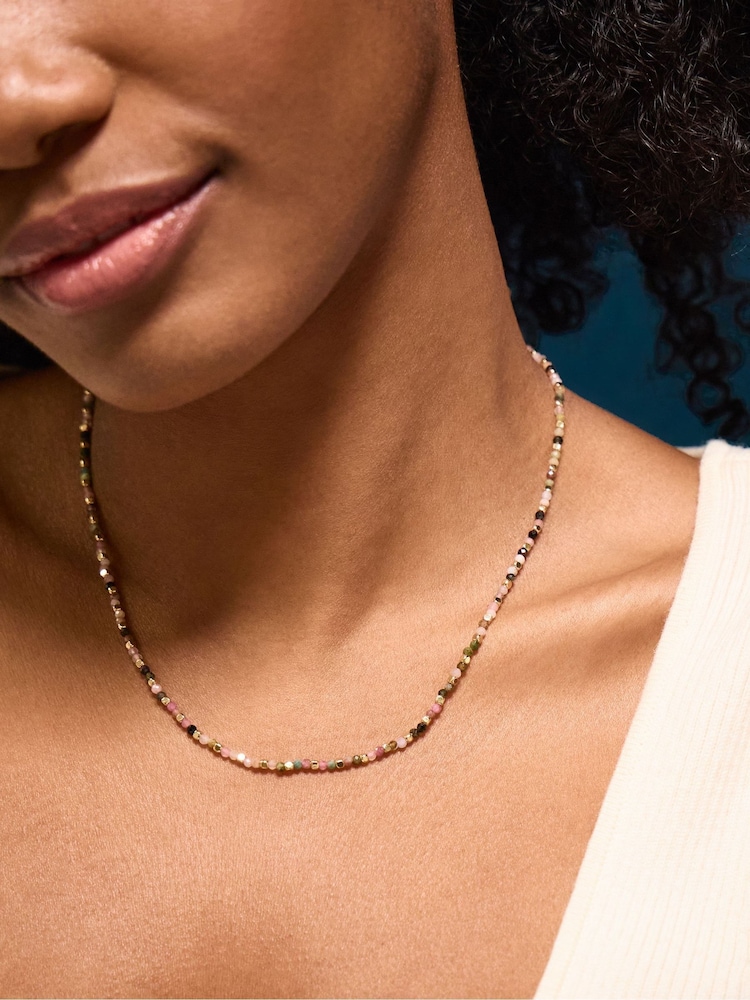 Accessorize Gold 14ct Plated Beaded Necklace - Image 1 of 2