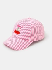 Angels By Accessorize Pink Cherry Stripe Cap - Image 1 of 2