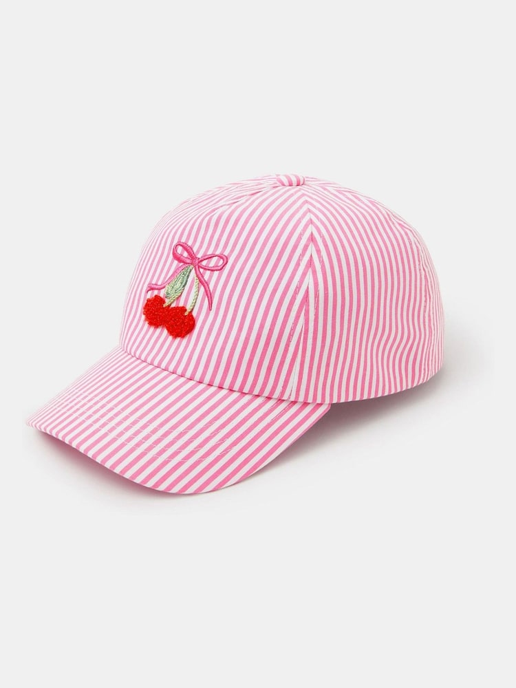 Angels By Accessorize Pink Cherry Stripe Cap - Image 1 of 2