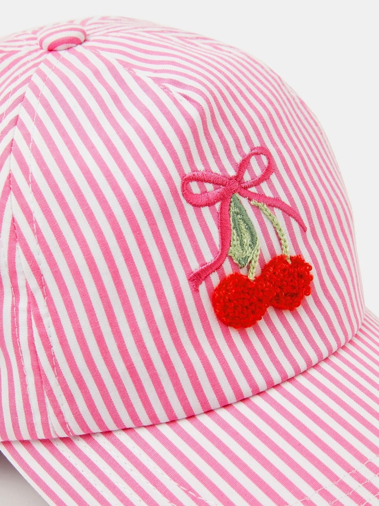 Angels By Accessorize Pink Cherry Stripe Cap - Image 2 of 2