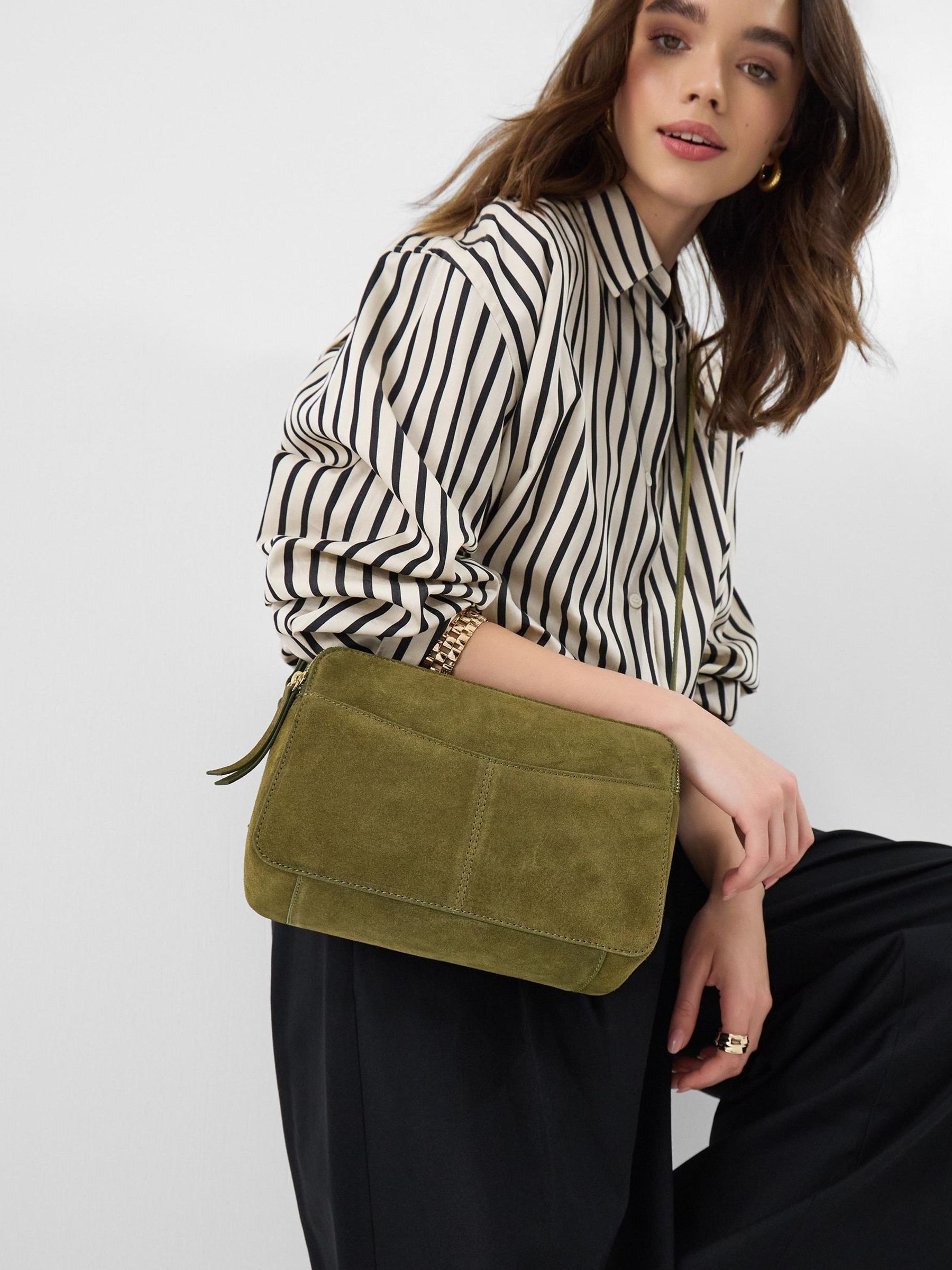 Buy Accessorize Green Double Zip Suede Camera Bag from the Next UK