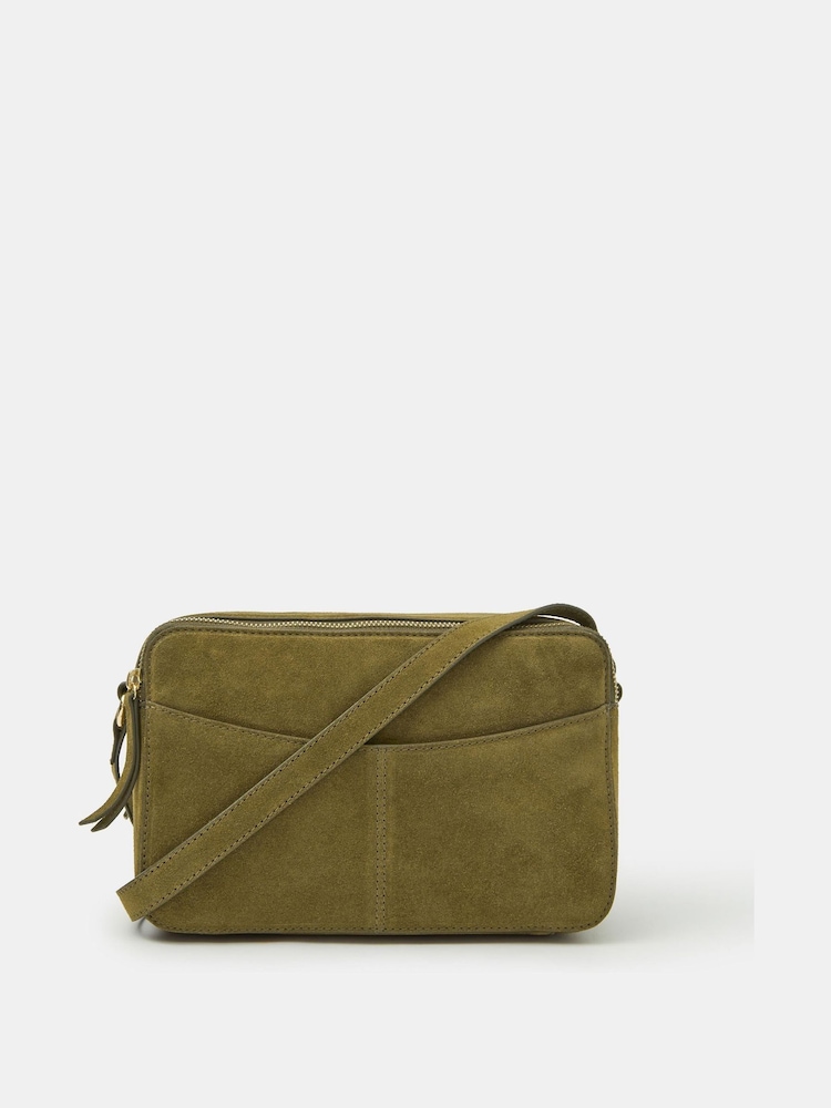 Accessorize Green Double Zip Suede Camera Bag - Image 2 of 3