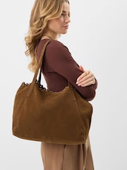 Accessorize Brown Eyelet Detail Suede Tote Bag - Image 3 of 3