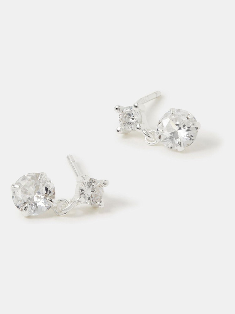 Accessorize Silver Tone Sterling Silver Crystal Drop Stud Earrings - Image 2 of 2
