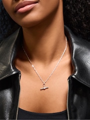 Accessorize Silver Sterling Plated T-Bar Pendant Necklace - Image 1 of 2