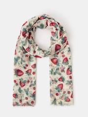 Accessorize Cream Lightweight Strawberry Print Scarf - Image 2 of 2