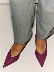 Burgundy Red Forever Comfort® Point Toe Slingback Heels - Image 3 of 8
