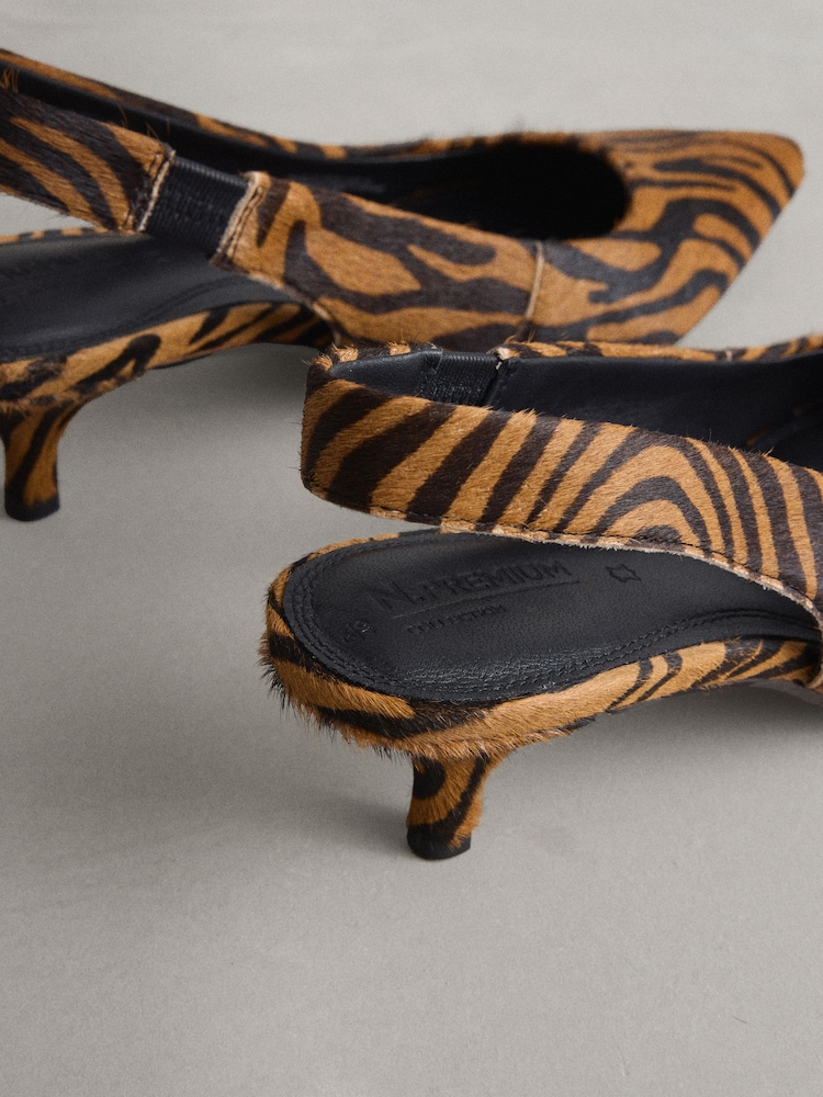 জেব্রা - N. Premium Leather Slingback Heels - 9এর মধ্যে 9 ছবি