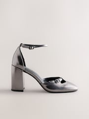 Pewter Forever Comfort® Leather Two Part Heels - Image 1 of 5