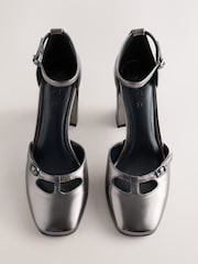 Pewter Forever Comfort® Leather Two Part Heels - Image 2 of 5