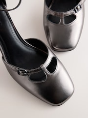Pewter Forever Comfort® Leather Two Part Heels - Image 4 of 5