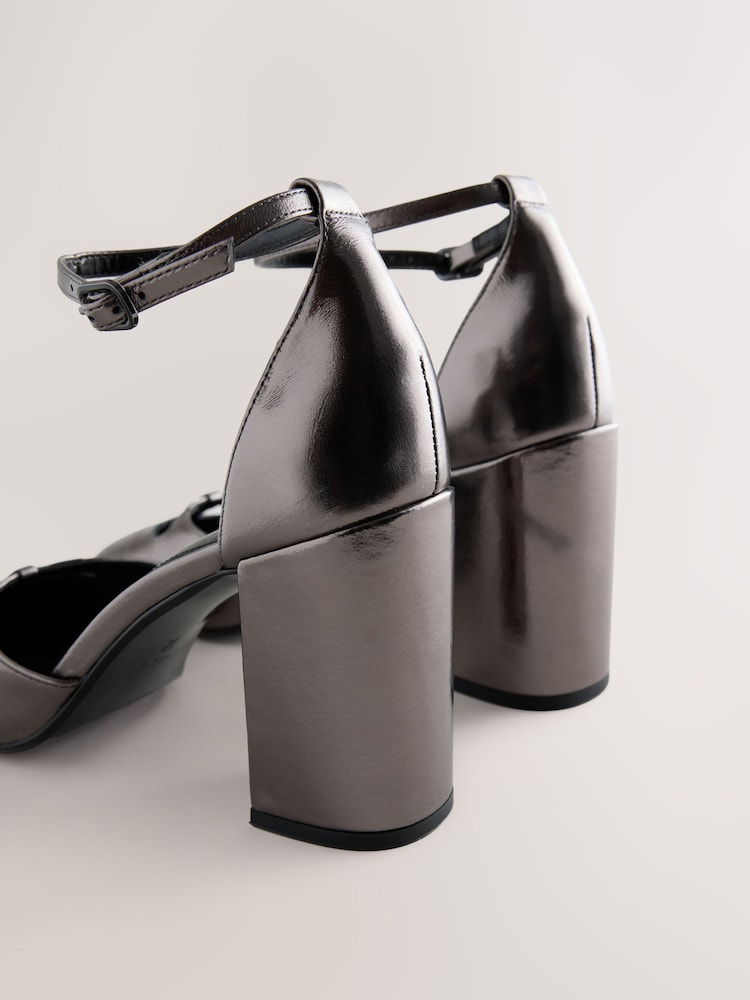 Pewter Forever Comfort® Leather Two Part Heels - Image 5 of 5