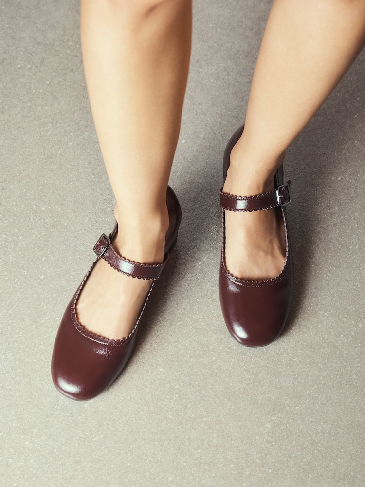 Burgundy Red Forever Comfort® Scallop Low Block Heels - Image 1 of 4