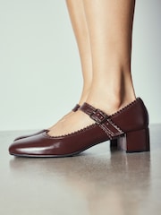 Burgundy Red Forever Comfort® Scallop Low Block Heels - Image 2 of 4