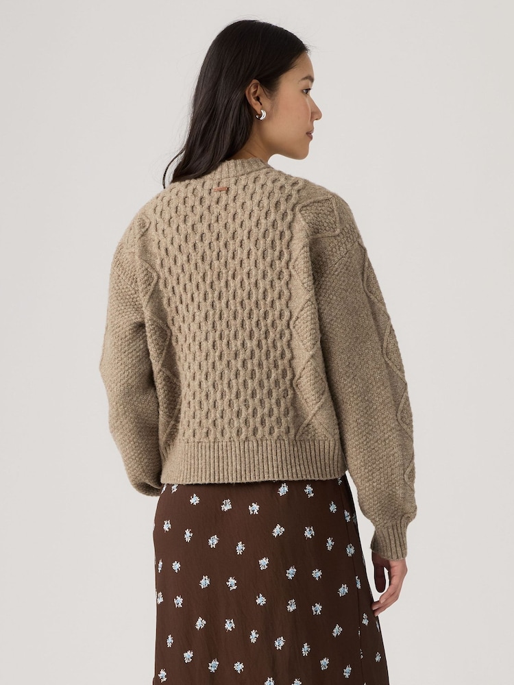Levi's® Brown Cable-Knit Cotton Cardigan - Image 2 of 5