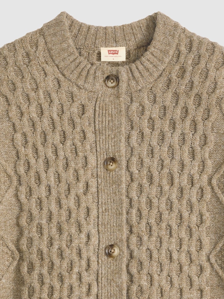 Levi's® Brown Cable-Knit Cotton Cardigan - Image 5 of 5