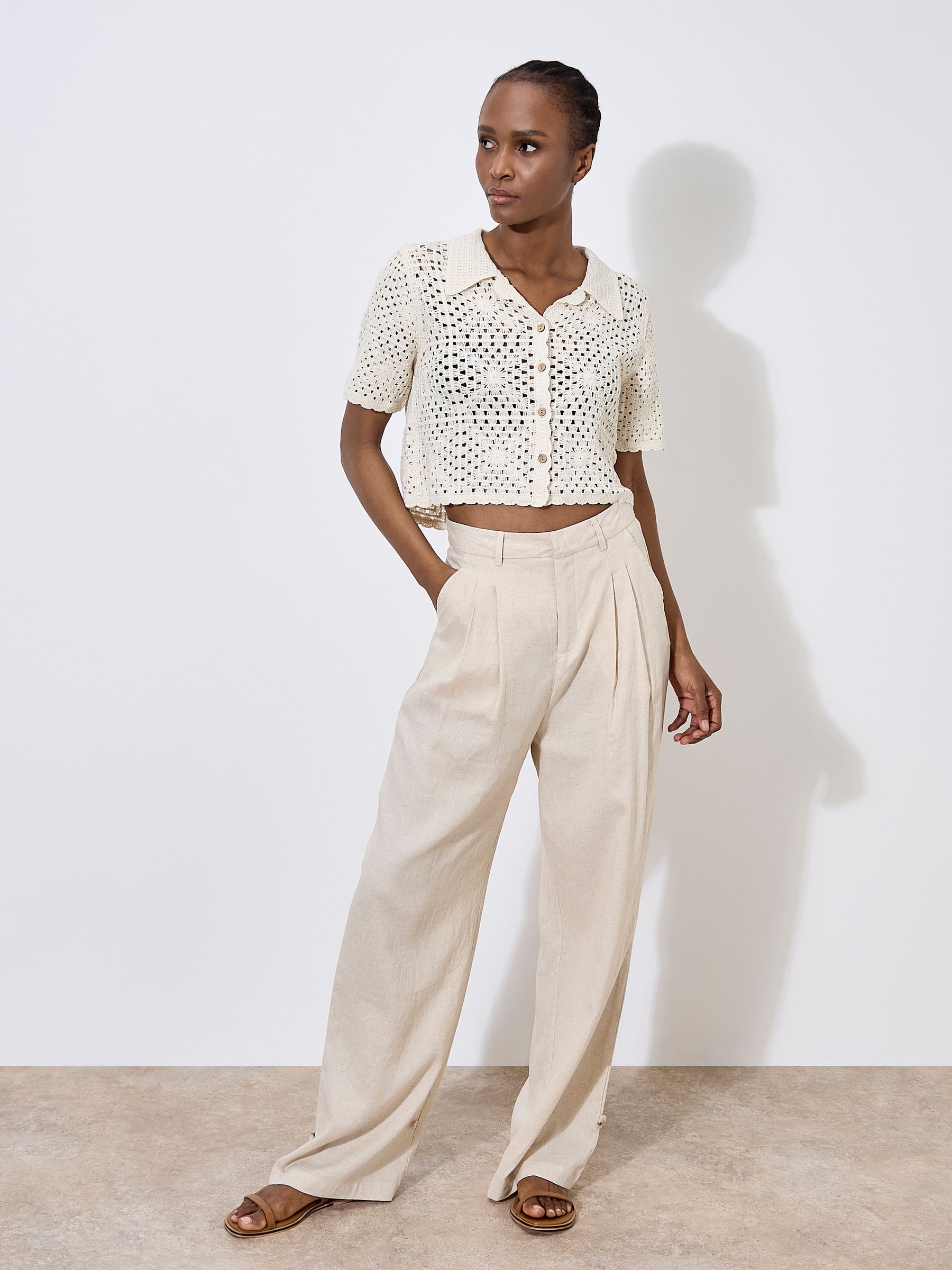 Buy Apricot Natural Floral Cotton Crochet Cardigan from Next South